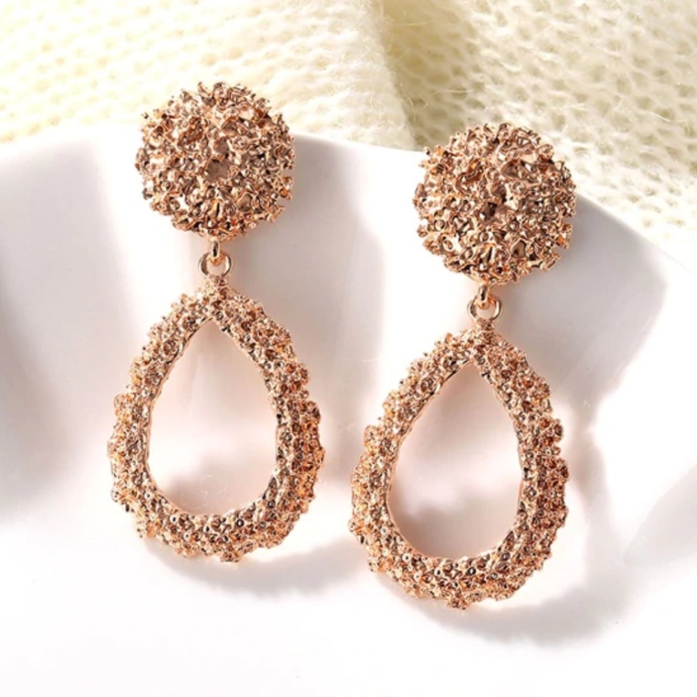 rose gold hanging earrings